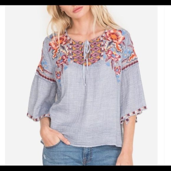 Johnny Was Carla Ruffle Boho Gauze Blouses NWT - Picture 1 of 8